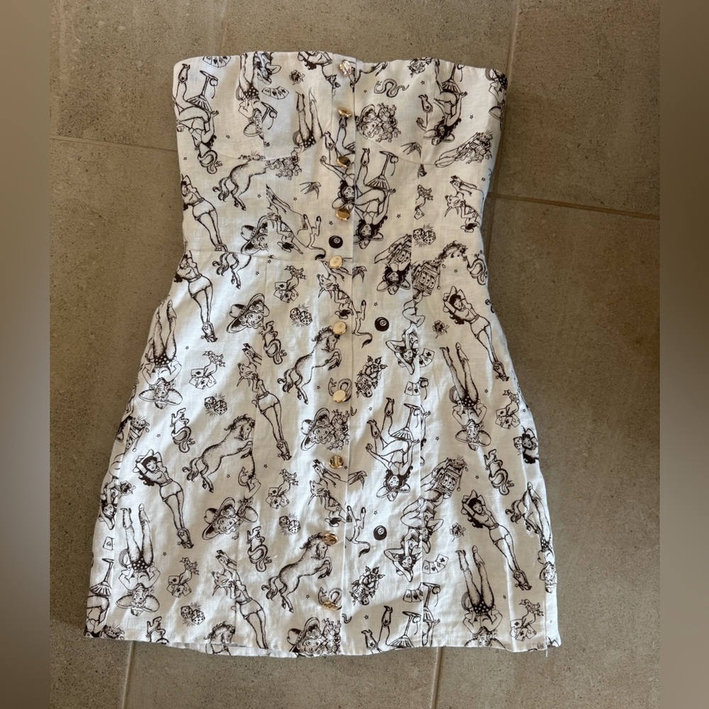 Reformation White and Black Printed Dress
